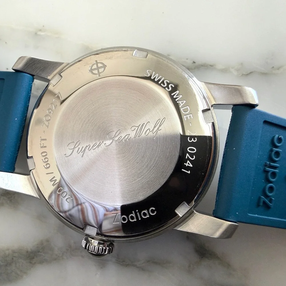 Zodiac Super Sea Wolf Automatic 200M Teal Blue Dial Rubber Strap Watch ZO9217